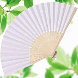 YARRD White Hand Held Fan Folding – Hand Fans for Women Ladies Folding Fans for Girls Folding Fan Foldable Bamboo Fan Silk Fan Hand Fan Folding Hand Fans for Wedding Fan Hand Fans Foldable for Décor
