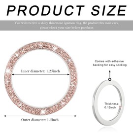 SHMZK Car Bling Crystal Rhinestone Engine Start Ring Decals, Sparkling Diamond Car Push Start Button Ignition Ring Sticker, Auto Key Ignition Knob Ring Decoration for Women Girls (Light Pink)