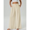JEKAOYI Womens Casual Linen High Waist Wide Leg Pants Palazzo