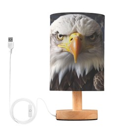 Qilmy Bedside Table Lamp,American Flag and Eagle Nightstand Lamp with USB Ports Bedside Lamp,Small Desk Lamp for Living Room Bedroom Home Office95