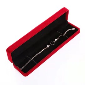 FAYADA Long Velvet Chain Necklace Gift Box, Red Bracelet Storage Case, Jewellry Display Box for Wedding, Engagement,Proposal, Birthday and Anniversary