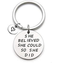 Tecreo Stainless Steel Keychain with Inspiring Encouragement for Girls, She Believed She Could So She Did, Graduation Gift, Birthday Gift Keyring