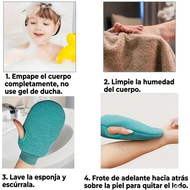 Guante Exfoliante de Baño Doble Cara ESTUCHELANDIA para una Piel
