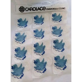 12 Baby Bluebird Carolace Vintage Iron On Embroidered Transfers *Brush Away*