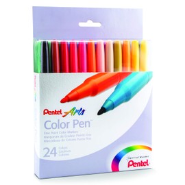 Pentel Color Marker Set, Fine Fiber Tip, Assorted Colors, Set of 24