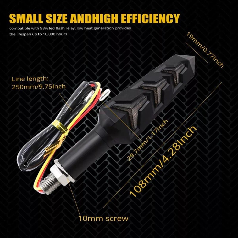 HERMOHERMO Direcciónales Led Motocicleta Secuencial Doble Función 2pz