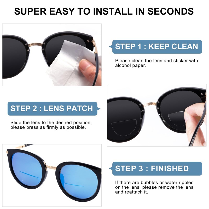 OKH Stick on Readers Clear Magnifying Bifocal Lens for Any