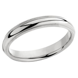 Gem And Harmony Ladies or Mens Comfort Fit 4mm Milgrain Wedding Band Ring in Sterling Silver