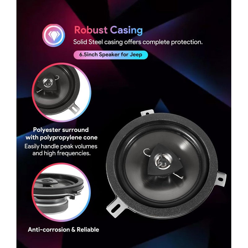 sixcow 2 Pack Replacement Speaker Upgrade for 2007-2018 Jeep Wrangler