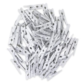 Mini Wooden Clothes Pegs Craft Table Decoration Kids Birthday Gift Clips for Gift Bags Gift Cards Mini Decorative Pegs for Photos, Pictures (25mm - 72pcs White)