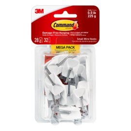 Command 17067-MPEF Wire Hooks Mega Pack, Small, 28 Hooks 32 Strips