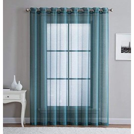 LinenZone Sheer Dusty Blue Patio Door Curtains. Extra Wide Curtains for Sliding Doors. Elegant Glass Door Curtains for Living Room, Kitchen, Dining Room or Family Room. (Karina 102 x 84, Dusty Blue)
