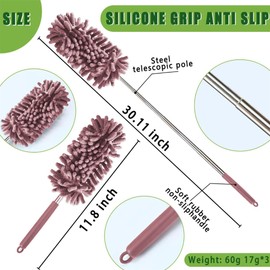 Melchizedek 4Pcs Reusable Microfiber dusters Refills Microfiber Duster for Cleaning extendable Pole Duster Washable Damp Duster Bendable Dry Dusters with Extension Handle Pole Supplies (Brown)