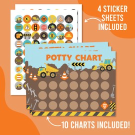 Construction Potty Training Chart for Toddlers Boys - Potty Chart for Boys with Stickers, Sticker Chart for Kids Potty Training Chart for Toddlers Boys, Potty Sticker Chart for Toddlers Boy