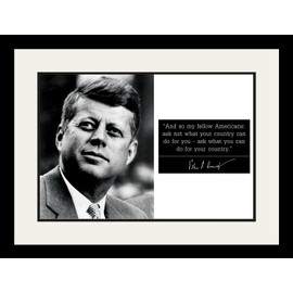 John F Kennedy JFK Photo Picture Poster Framed Quote and so My Fellow Americans: Ask not What Your Country US President Portrait Famous Inspirational Motivational Quotes (19x25 Framed)