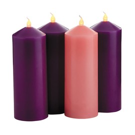 Advent Candles Purple and Pink Flameless LED Pillar Set of 4, 9 Inch