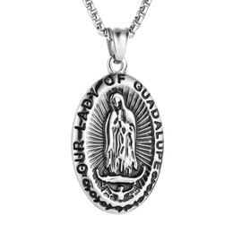 HZMAN Stainless Steel Virgin Mary - Our Lady of Guadalupe Pendant Necklace