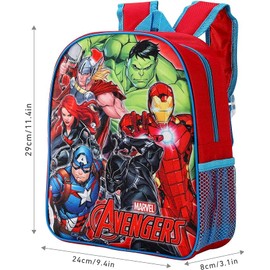 Avengers Boys Backpack Character Rucksack Kids School Bag Superhero Carry Travel Bag With Drinks Holder Red