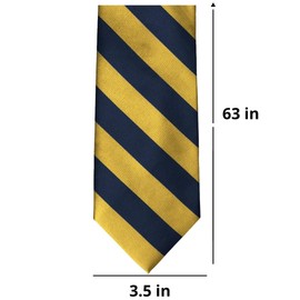 tiemart Extra Long Striped Tie (Navy Blue and Gold)