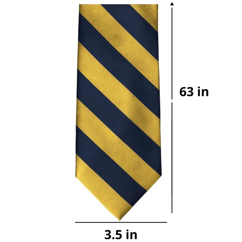 tiemart Extra Long Striped Tie (Navy Blue and Gold)