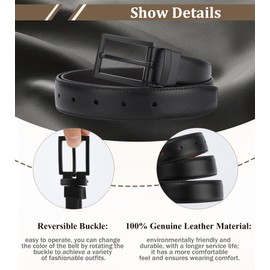 WELROG Genuine Leather Boys Belt Kids Belt Black Leather Belts for Boys age 8-10 boys belts age 13-14 School Uniform Belt