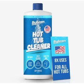 Sylvan Hot Tub Jet Cleaner | 32 Oz, 8 Uses | Made in USA | Jetted Tub Cleaner Compatible with All Brands | Removes Gunk, Dirt & Buildup from Jet Lines | Spa, Bathtub, Jacuzzi Tub Cleaner