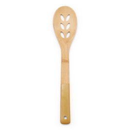 Cooksmart British Designed Bamboo Wooden Spoon with Cut Out | Wooden Cooking Spoons Made from Bamboo | Bauhaus Geo Bamboo Spoons for Everyday Cooking