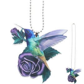 Hummingbird Car Charm Hummingbird Ornaments Hanging Purple Rose Hummingbird Ornament for Tree Decorations Garden Party Favors Outdoor Wedding Decor