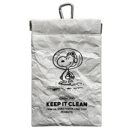 Hemings POY Peanuts Peanuts 4494103 Poi Trash Can Pouch, Portable Trash Can with Carabiner & Side Pocket, Approx. 4.1 x 6.3 inches (10.5 x 16 cm), White