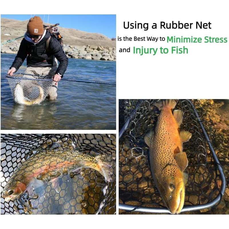 Rubber Fishing Net Replacement Netting for Fly Fishing Landing Net,