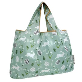 allydrew Large Foldable Tote Nylon Reusable Grocery Bags, Easter Bunny