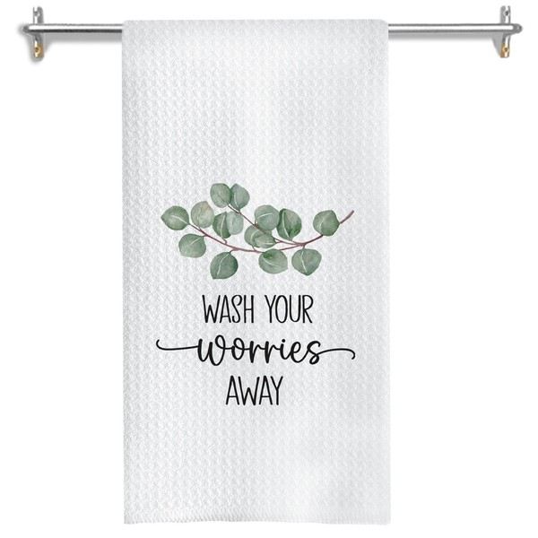 GOOZHO Sage Green Eucalyptus Bathroom Hand Towels, Eucalyptus Bathroom Decor,