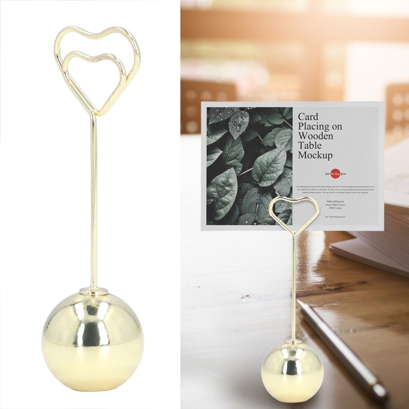 2Pcs Table Number Holder Heart Shaped Firm Stable Premium Metal