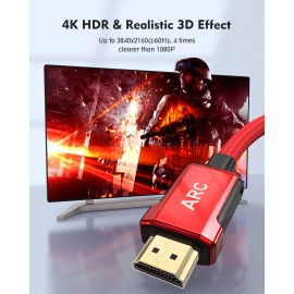 Silkland 4K HDMI ARC Cable for Soundbar, 4K 60Hz HDMI 2.0 Cable 6.6ft, (18Gbp...