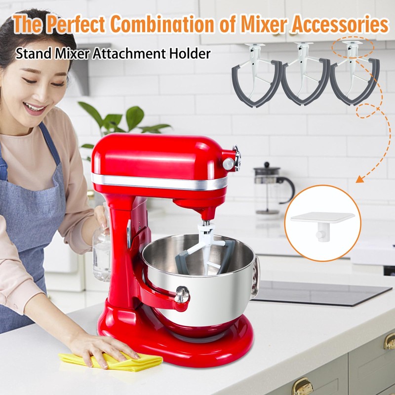 Stand Mixer Attachment Holders Compatible with Kitchenaid Mixer Accessories (White)