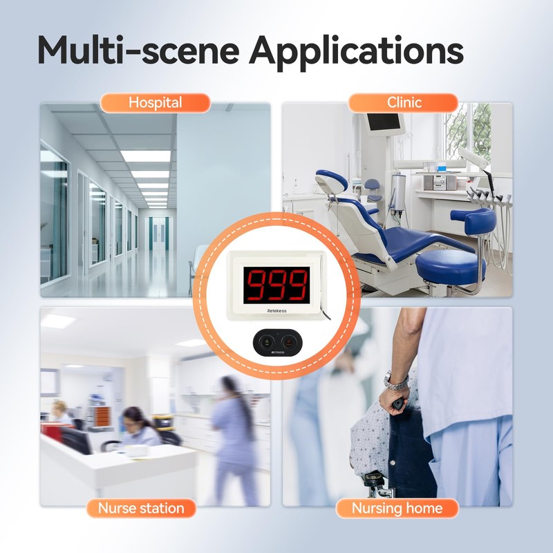Retekess T114 Caregiver Pager, Emergency Button for Elderly, Low Battery