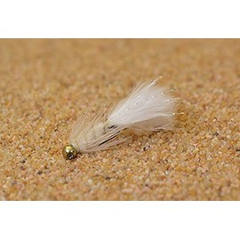 6 Ct - Tungsten Micro White Wooly Bugger Jig Head Fly - Euro Nymph - Hanak Hook (Hook #12)