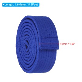 PATIKIL Taekwondo Colored Ranking Belt 1.5" x5.2Ft 1.6m, Polyester Martial Arts Judo Karate Belt for Coach Teaching Practice, Blue