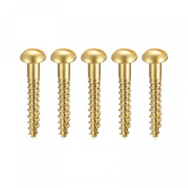 sourcing map Pack of 100 Wood Screws M3 x 20 mm Slotted Round Head Brass Tapping Screw