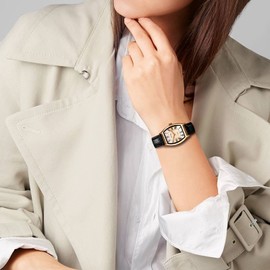 JewelryWe Women's Watch, Analogue Quartz, Classic Business Casual Watch with Leather Strap for Women and Girls, Type 3-rectangular-2 pieces, Strap.