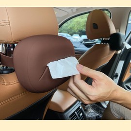 Car Tissue Holder,Silicone Tissue Box Cover with Adjustable Strap,Car Tissue Box Organizer for Backseat, Center Console and Sun Visor(7.4 * 5.1 * 2.5in)