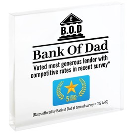 Fun Gift For Dad Present Bank of Dad Award Plaque Funny Stocking Filler Joke Prank Present For Dad From Son or Daughter