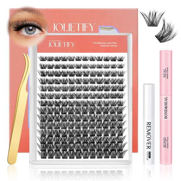 JOLIETIFY Lash Extension Kit, Medium Volume, Faux Mink 8–14mm Clusters