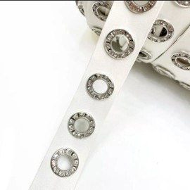 Unbranded Perial Co 3 Yards Rhinestone white Grommet Tape with 1.5cm Nickel Eyelet