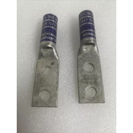 BURNDY YAZ282TC38 2 HOLE COPPER LUG 3/8" 4/0 AWG PURPLE DIE 15 2 Pack