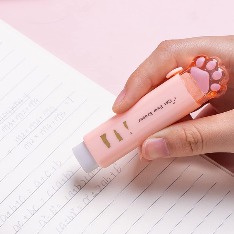 LEEQ Erasers - Pack of 2 Retractable Erasers, Cat Paw