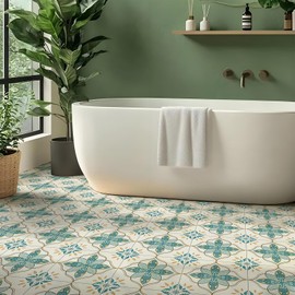 Alow Peel and Stick Floor Tile, Vinyl Flooring Waterproof, Peel and Stick Flooring Easy to Install Self Adhesive for Bathroom, Bedroom, Kitchen, Green(12x12In, 10PCS)