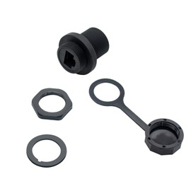 RJ45 Shielded Industrial Dual Panel Mount Female to Female Coupler Panel Mount Waterproof Connector Combo with Cap Network Connectors Cat5/5e/6 8P8C Connector Waterproof Cover (2 Pack, Black)