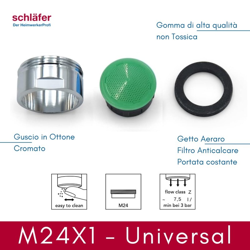 Schläfer 160016 M24 Water Saving 70% Neoperl Universal Aerator Tap