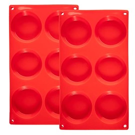 Silicone Muffin Top Pans, 2 Pack Non-stick Whoopie Pie Baking Pan 3 Inch Round Tray Silicone Egg Sandwich Molds for Mini Cakes Biscuits Egg Cloud Bread Buns English Muffins Breakfast Sandwiches